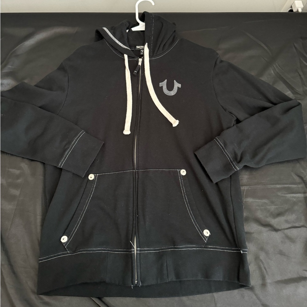 Black True Religion zip up hoodie
